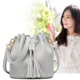 thumbnail image 4 of kurtrusly Stylish Bucket Shoulder Bag Drawstring Purse Handbag for Small Shopping Red Gray 22x11x19CM 1Set, 4 of 4