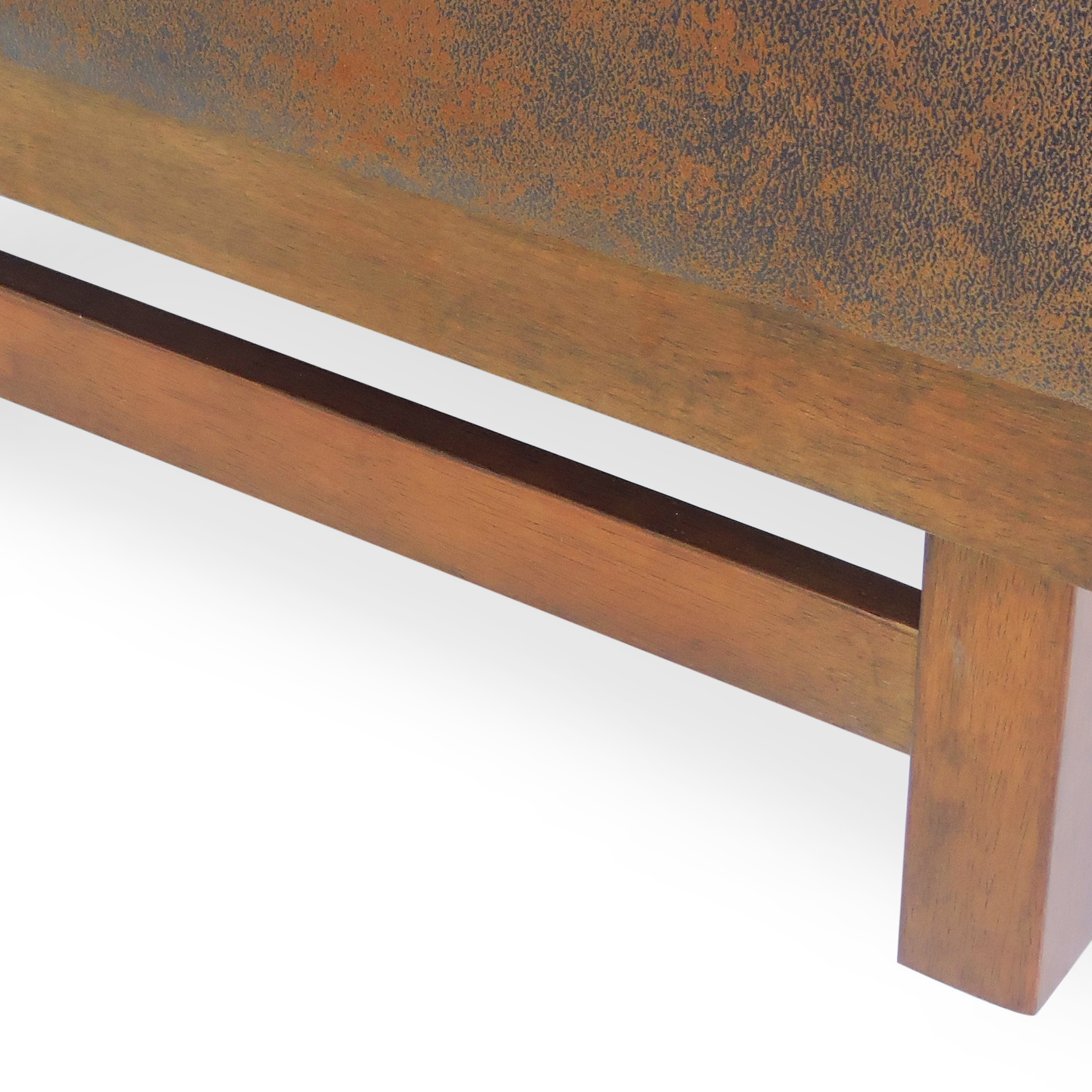 Noble House Clare Microfiber and Wood Cocktail Ottoman, Brown and Walnut
