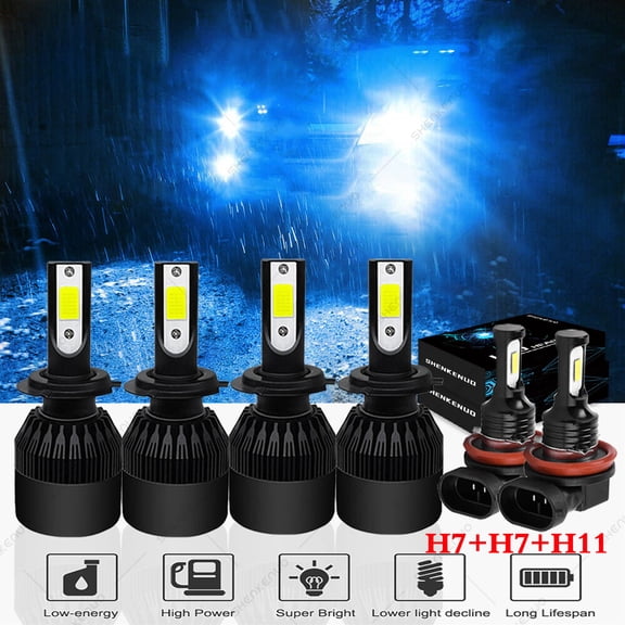 For Mazda 6 2011 2012 2013 Headlights,H7 High and Low Beam Bulbs H11 Fog light 8000K Blue 6pcs