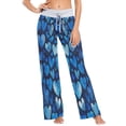 thumbnail image 2 of Women's Long Sleep Pants Home Pants Sleep Pants Wide-Leg Pants Design Elastic Fabric Casual Pants L Blue Cartoon Heart, 2 of 7