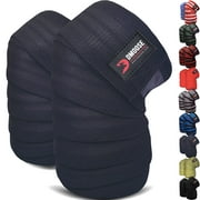 DMoose Fitness Compression Knee Wraps for Weightlifting, Powerlifting, Gym Workouts and Crossfit, Black Straps