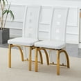 thumbnail image 4 of JUFU Dining Chairs Set of 2, Upholstered Kitchen Chairs with Faux Leather Cushion and Metal Legs, White and Gold, 4 of 11