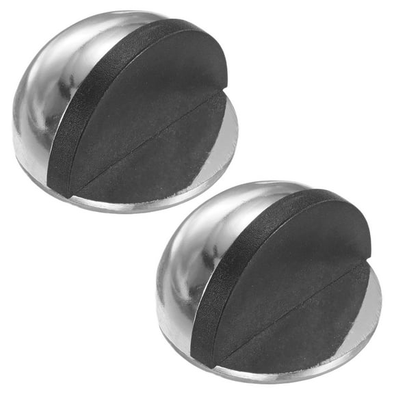 Uxcell 2-Pack Floor Mounted Door Stops, Stainless Steel Half Dome Floor Gate Stopper with Plastic Rubber Bumper [Bright Silver]