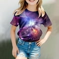 thumbnail image 2 of Toddler Girl Shirts 4t Funny Short Sleeve T Shirt Top Crew Neck Galaxy Print Preppy Tops T-Shirts To Big Kid ,150ï¼10-11Yï¼, 2 of 4