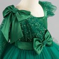 thumbnail image 4 of IBTOM CASTLE Toddler Baby Girls Shiny Sequin Heart Pageant Dress Sequins Heart Tulle Tutu Dress Flower Wedding Princess Birthday Party Prom Gown 18-24 Months Green, 4 of 7