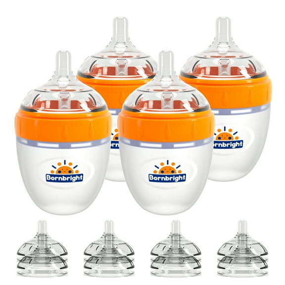 Imitation Breast Feeding Milk Bottle Baby Bottle with Extra Nipples 5oz 4 pecks