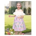 thumbnail image 4 of Sunny Fashion Girls Cold Shoulder Dress Chiffon Ruffle Sleeves White And Purple Tulip Floral Print 6 Years, 4 of 8