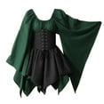 thumbnail image 1 of WTXUE Robe à Manches Longues, Robe-Chemise Irlandaise Médiévale à Manches Trompette Vêtements pour Femmes Robe Corset Gothique Rétro, Robe Verte, Vert Armée m, 1 of 3
