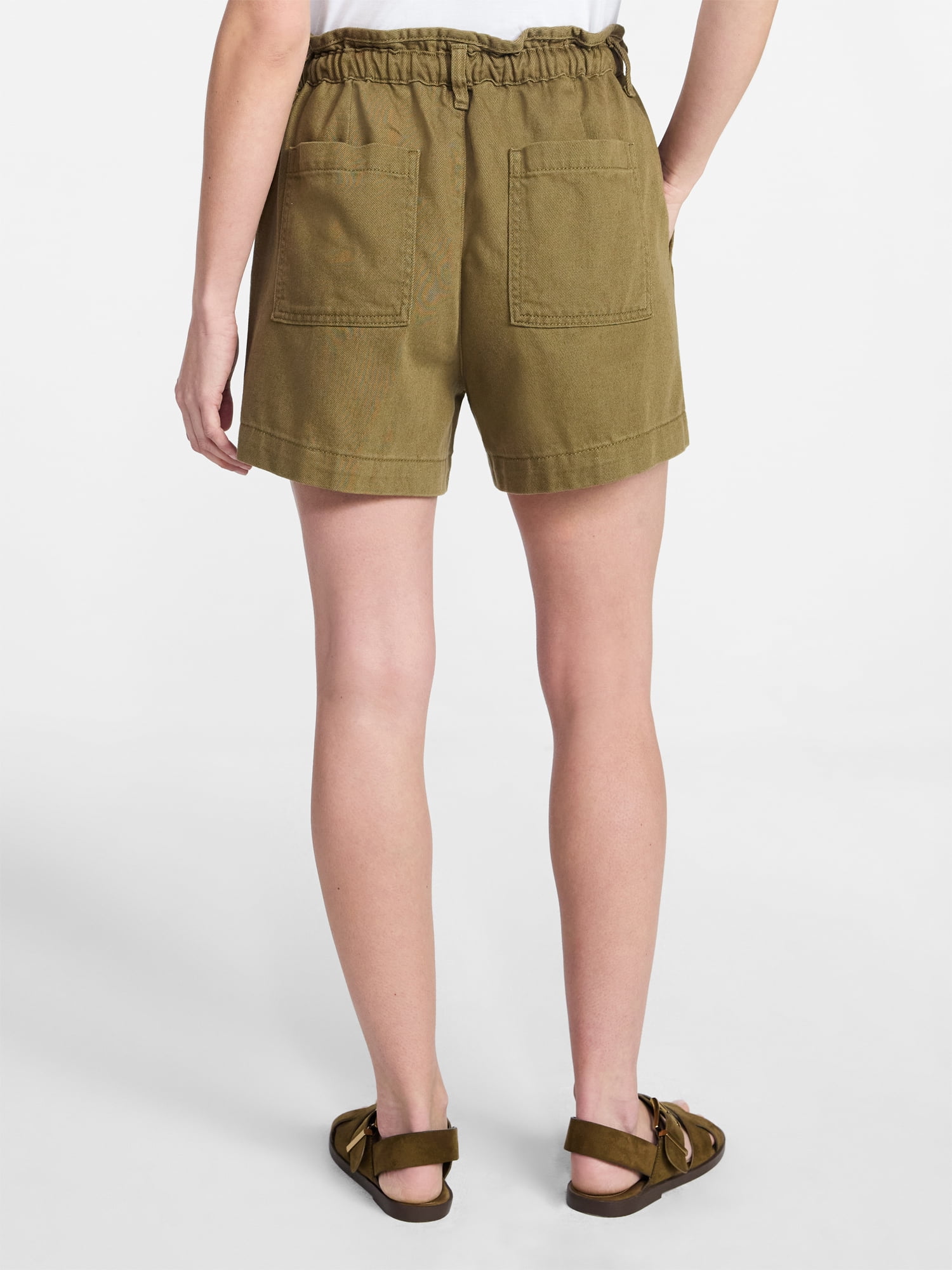 Time and Tru Women's Drapey Twill Utility Shorts, 4" Inseam, Sizes XS-XXXL