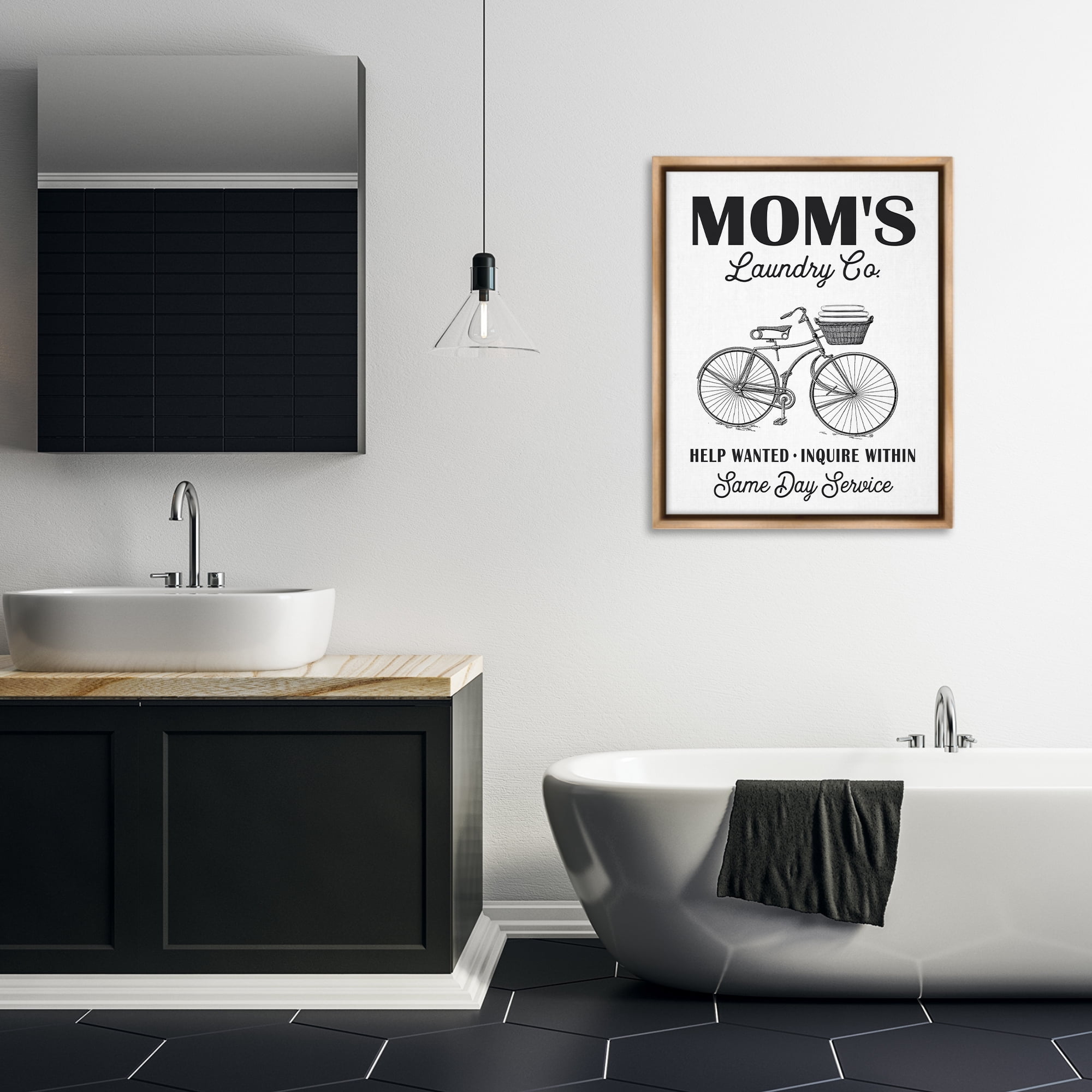 Stupell Industries Mom's Laundry Co Typography Painting Brown Floater Framed Art Print Wall Art, 25 x 31