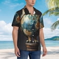 thumbnail image 2 of Salouo Owl Globe Sculpture for Hawaiian Shirt for Men,Summer Beach Casual Short Sleeve Button Down Shirts Men's Regular-Fit Short-Sleeve Print Shirt -XX-Large, 2 of 6