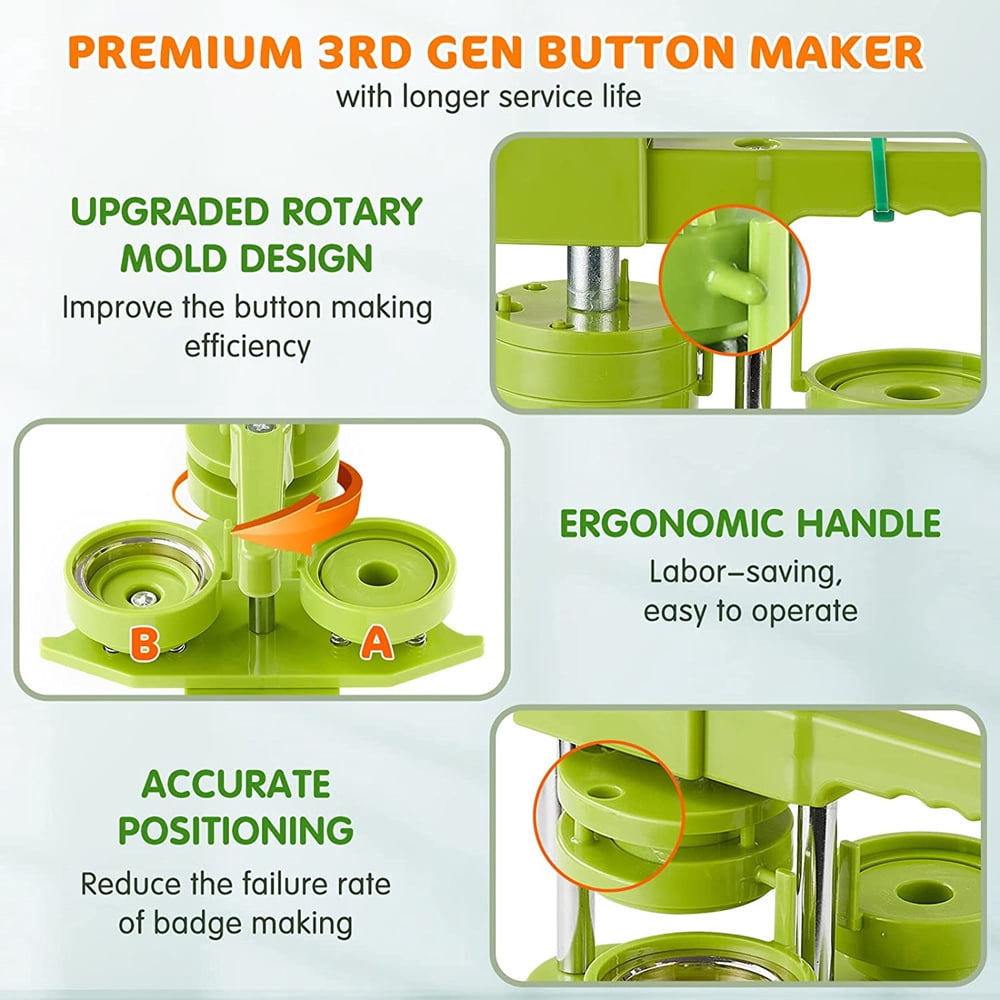 Badges Button Maker Machine, 58MM Pin Badges Making Machine, DIY Pin Button Punch Press Machine ,Beginner-Friendly