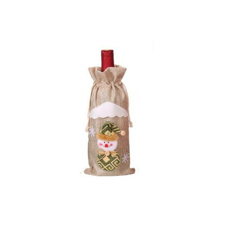 

Christmas Decoration Linen Old Man Doll Red Wine Bottle Set Wine Bag