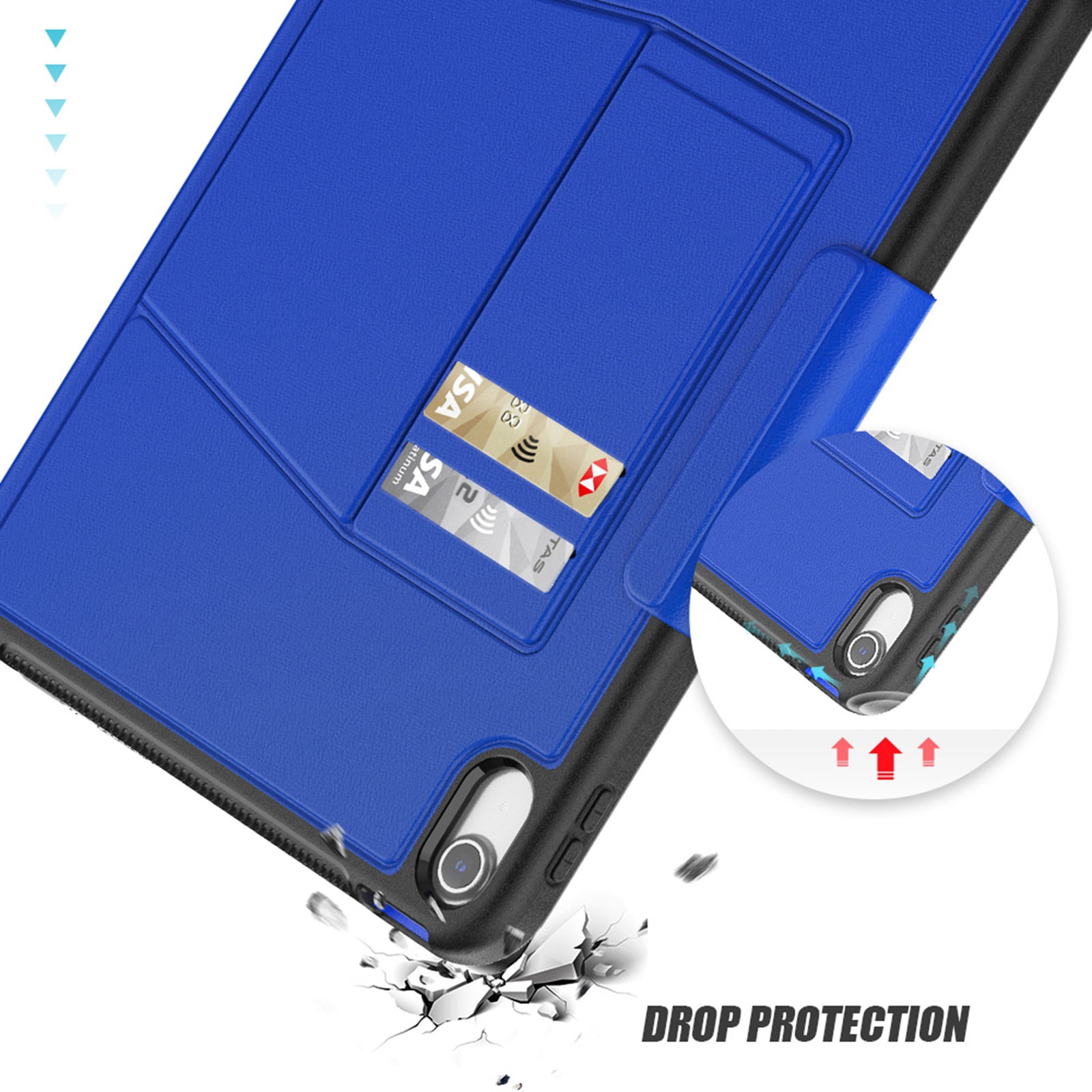 Dteck Case for iPad 11-inch (A16) 2025 / iPad 10th Generation 10.9-inch,Luxury Business Leather Smart Case Heavy Duty Rubber Card Holder Kickstand Folio Magnetic Cover with Pencil Holder,Blue