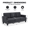 thumbnail image 3 of 3 Seater Sofa, 84" Linen Upholstered Sofa with Deep Seats, Classic Modern Couch for Living Room, Dark Gray, 3 of 11