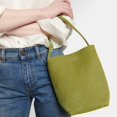thumbnail image 2 of Bolso de hombro de cuero genuino mate para mujer, bolso de cubo verde aguacate, bolso de mano grande para viaje, nuevo, 2024, 2 of 5