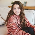 thumbnail image 7 of Nestl Wearable Blanket Hoodie Reversible for Kids and Teens, Warm and Cozy Oversized Fleece & Cut Plush Blanket Sweatshirt, Burgundy/Rainbow, 7 of 7