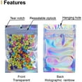 thumbnail image 3 of 100 Pcs Holographic Bags,Zipper zip lock Bags, Party Gift Purposes Packing Giveaways Food Storage Container Packaging Small Business Supplies Sample Accessory Baggies (4 x 6 inch / 10 x15cm), 3 of 5