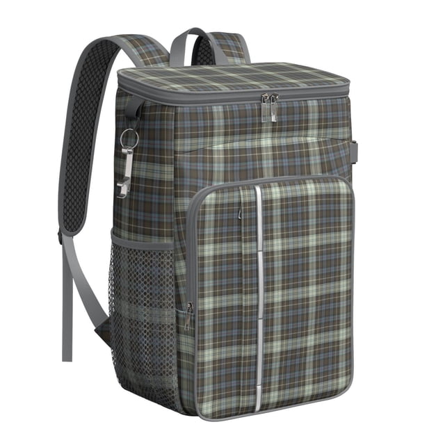 Sac à Dos Glacière à Damier Rétro - Sac à Lunch Isolé Grande Capacité 20L pour Camping, Randonnée et Amusement en Plein Air