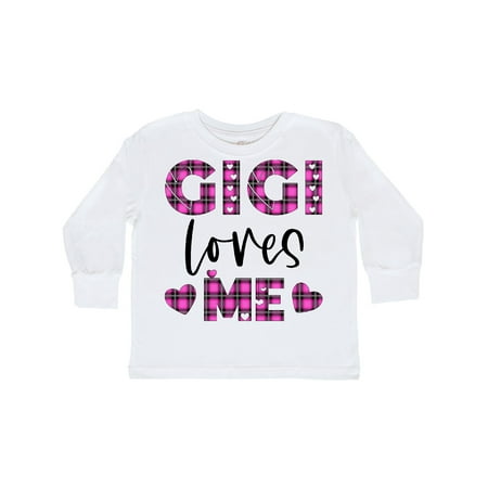 

Inktastic My Gigi Loves Me Hearts in Pink Plaid Gift Toddler Boy or Toddler Girl Long Sleeve T-Shirt