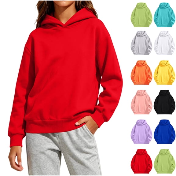 Diufon Girls Hoodie Unisex Kids Long Sleeve Casual Hooded Sweatshirts Going Out Fall Winter Warm Pullover Tops