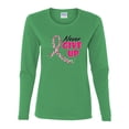 thumbnail image 2 of Wild Bobby, Never Give Up Fight Cancer, Breast Cancer Awareness, Women Graphic Long Sleeve Tee, Kelly, Small, 2 of 4