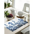 thumbnail image 5 of Blue Flower Placemats Set of 6 Washable Table Mats for Kitchen Dining Table, Cotton Linen Place Mats for Indoor Outdoor Parties Holiday Decoration, Retro Flower Spring Summer, 5 of 8