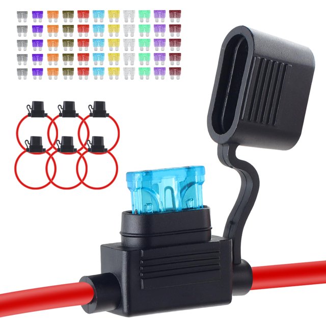 Portafusibles YNZDRWA 12 V resistente al agua con 66 fusibles estándar para coche
