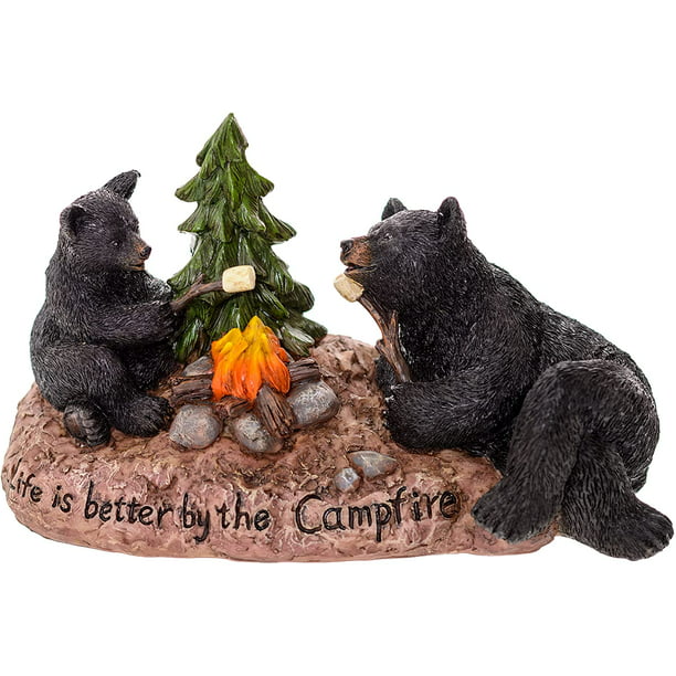 Pine Ridge Black Bear Figurine Camping Bears Home Decor Campfire Memories Forest Animal Family Figures Collectible Figurines For Display Com - Bear Figurines Home Decor