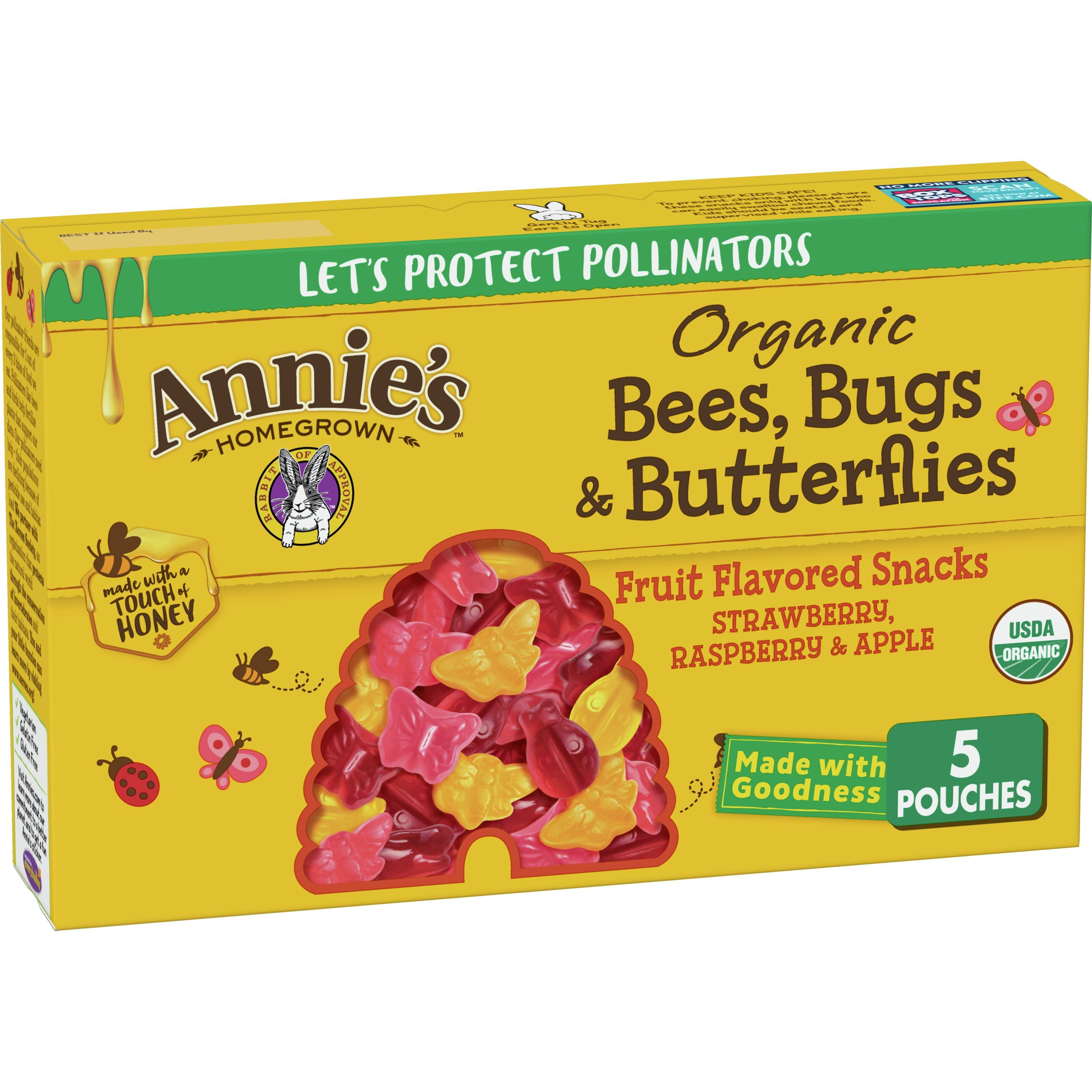Annie's Organic Bees, Bugs, and Butterflies Fruit Snacks, 5 Pouches, 4 oz