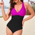 thumbnail image 4 of AICARE Women's One Piece Bathing Suits Tummy Control Swimsuits V Neck Ruched Slimming Swimwear, 4 of 7