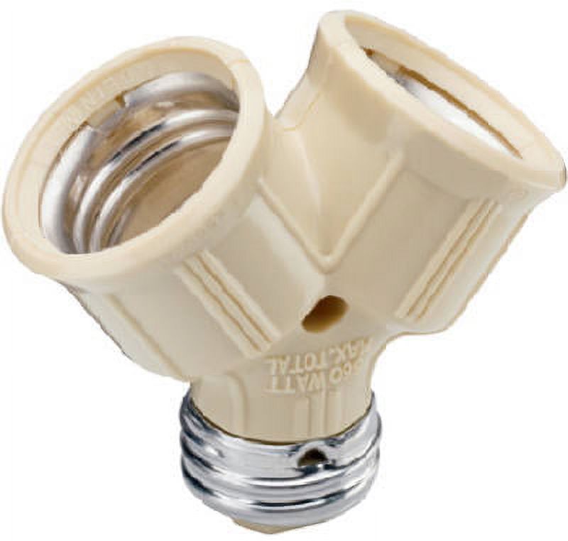 Pass & Seymour Incandescent Twin Light Socket, 660W, 15A, 125V, Ivory, Each