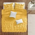 thumbnail image 3 of 500-Thread Count Egyptian Cotton 3-PCs Multi Ruffle Duvet Cover, With Zipper Closure & Corner Ties - OverSize King ( 98" x 120" ) Inches, (Gold), 3 of 5
