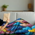 thumbnail image 3 of Crayon Soft Flannel Fleece Throw Blanket, Close up Photo of Painting Crafts in Assorted Colors with Blurred Background, Cozy Plush for Indoor and Outdoor Use, 60" x 80", Multicolor, by Ambesonne, 3 of 5