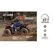 Coleman Powersports AT200R 169cc Adult Gas ATV, High-Speed Off-Road Quad Up to 38 MPH & 20 Miles Range, Automatic Transmission, Front & Rear Cargo Racks, Ages 16 and Up, Black