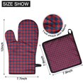 thumbnail image 6 of Red Blue Checkered Pattern Kitchen Oven Mitt and Pot Holder Sets 4 Pcs for Baking, Cooking and Grilling, Heat Resistant Up To 392 °F, 6 of 7
