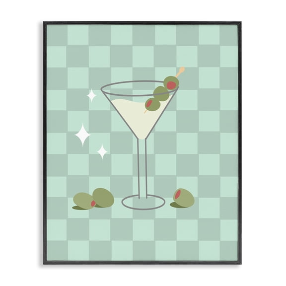 Stupell Industries Glam Checkered Dirty Martini Black Framed Giclee Art, 11 x 14, by Anna Quach