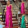 thumbnail image 1 of Gspmoly Robes pour Femmes, Robe d'Été pour Femmes à Taille Haute à Volants, Robe Fendue Irrégulière, Longue Robe, Robe de Cocktail, Offres des Fêtes, 1 of 5