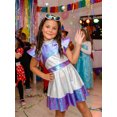 thumbnail image 5 of RUINIXCW Girl Alien Metallic Dress Antenna Headband and Rainbow Glasses, 3 Piece Robot Cosplay Set for Halloween Party, 5 of 8