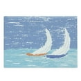 thumbnail image 1 of Nautical Cutting Board, Grunge Style Illustration of 2 Racing Sailboats in a Windy Ocean Water Print, Decorative Tempered Glass Cutting and Serving Board, Large Size, Pale Blue, by Ambesonne, 1 of 1