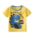 thumbnail image 2 of Baby Boy Summer Clothes Kids Toddler Boys Summer Cartoon Excavator Airplane Dinosaur Print Cotton Short Sleeve T Shirts Toddler T Shirts Yellow 2 Months-3 Months, 2 of 3