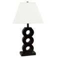 thumbnail image 1 of Lampe de Table Moderne en Bois de 30 Po, Finition Chocolat, Abat-Jour Blanc, 1 of 2