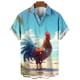 thumbnail image 2 of Camisa hawaiana elegante de manga corta con estampado de pollo de playa para hombre, estilo Harajuku Y2k, ropa informal de uso diario de gran tamaño, 2 of 4