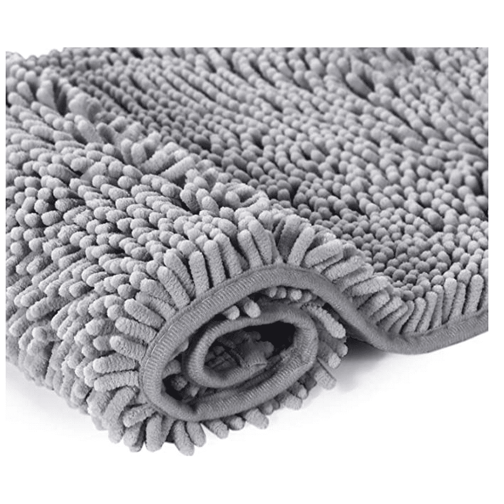 Luxury Grey Bath Mat Microfiber Non Slip Bath Rug With Super Soft