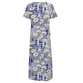thumbnail image 5 of SMihono Robes Bohèmes d'Été pour Femmes Grande Taille à Col Rond à Manches Courtes Imprimé Quotidien Décontracté Vintage Robe Maxi Bohème, 5 of 5