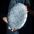 thumbnail image 3 of Creative Imitation Marble Pattern Oval Fish Plate Ceramic Salad Plate Vegetable Plate Creative Tableware for Microwave Oven, 3 of 6