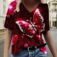 thumbnail image 2 of T Shirts for Women Loose Fit Cute Summer Tops for Women Plus Size Blouses V Neck Short Sleeve T-Shirt Dressy Casual Loose Fit Tunic Tees Blusas De Mujer De Moda, 2 of 5