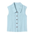 thumbnail image 5 of VBVC Women's Eyelet Embroidery Button Down Tank Top, Ladies' Peter Pan Collar Sleeveless Blouse, Casual Solid Color Summer Shirt For Women,Light Blue,S-3XL, 5 of 7