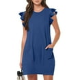 thumbnail image 2 of Giftesty Summer Dresses for Women Sundresses for Women Casual Sleeveless Flying Sleeve Summer Dress with Pockets Boho Beach Dress Vacation Mini Dress, 2 of 9