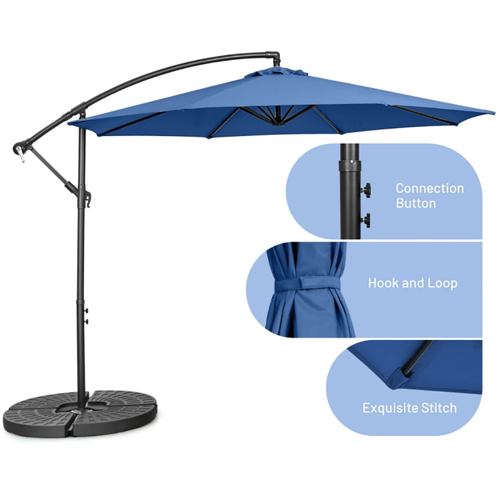 Aimee Lii 10 Feet Offset Umbrella with 8 Ribs Cantilever and Cross Base, Outdoor Umbrella with Base, Blue Aimee Lii 10 Feet Offset Umbrella with 8 Ribs Cantilever and Cross Base, Outdoor Umbrella with Base, Blue